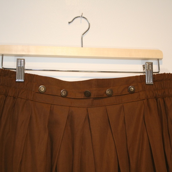 Vintage Brown Steilmann Pleated Skirt with Button Accents - Picture 2 of 8